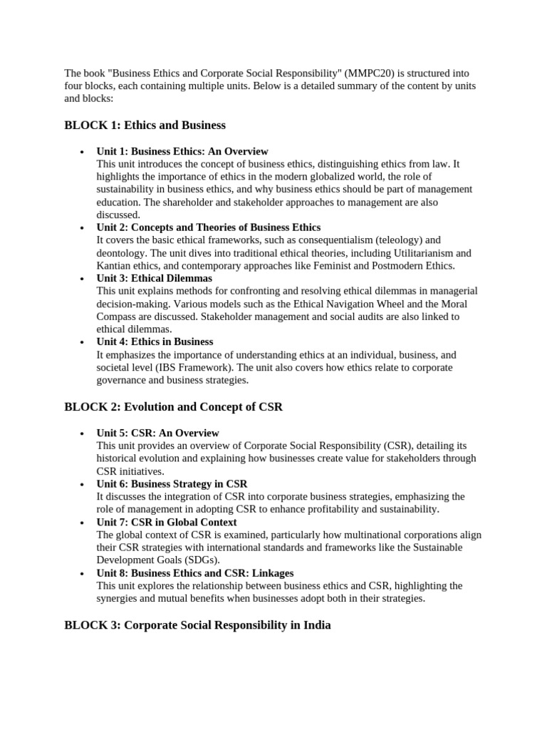MMPC20 Business Ethics and CSR | PDF | Corporate Social Responsibility ...