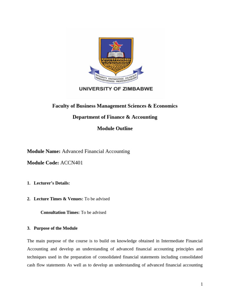 Advanced Financial Accounting Module Guide | PDF | Fair Value ...