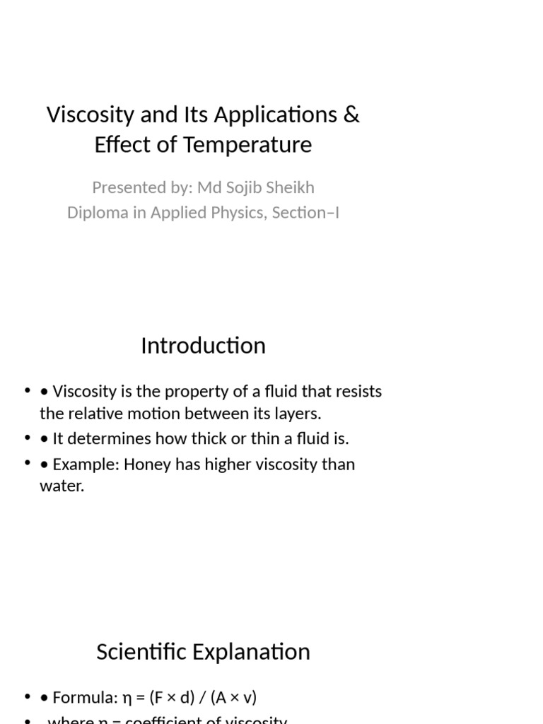 Viscosity: Applications and Effects | PDF