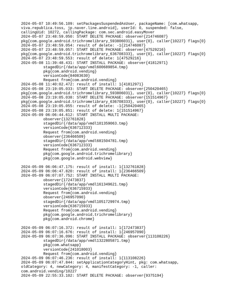 App Installation and Deletion Logs | PDF | Android (Operating System ...