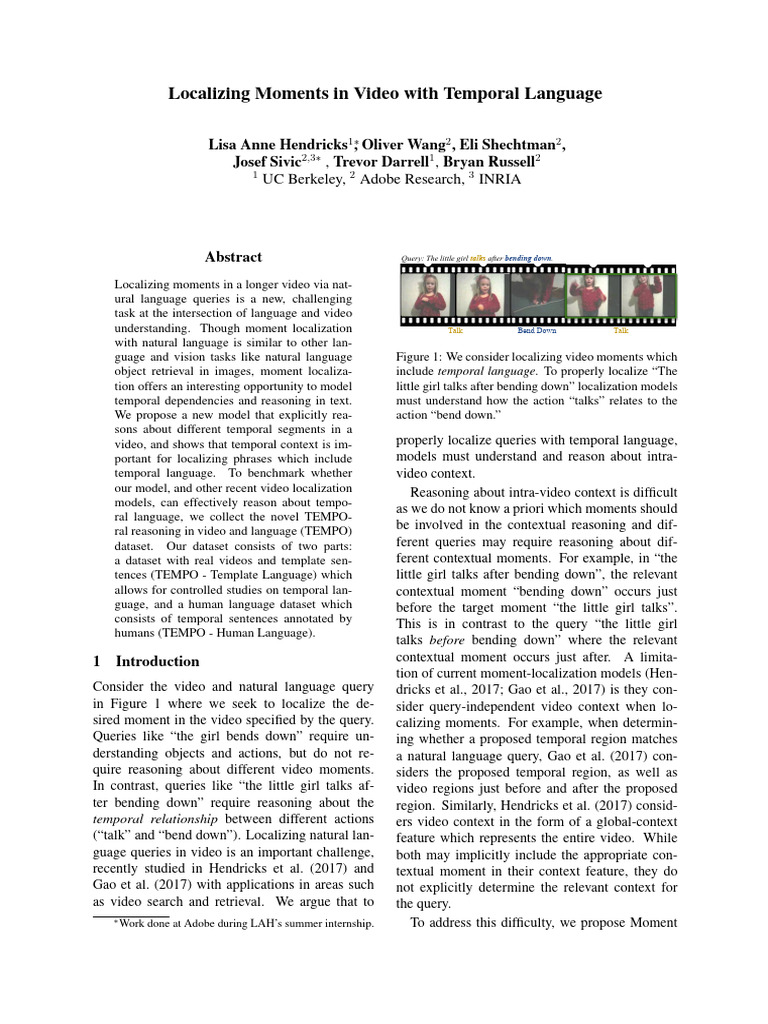 (2018, MCN2) Localizing Moments in Video With Temporal Language | PDF ...
