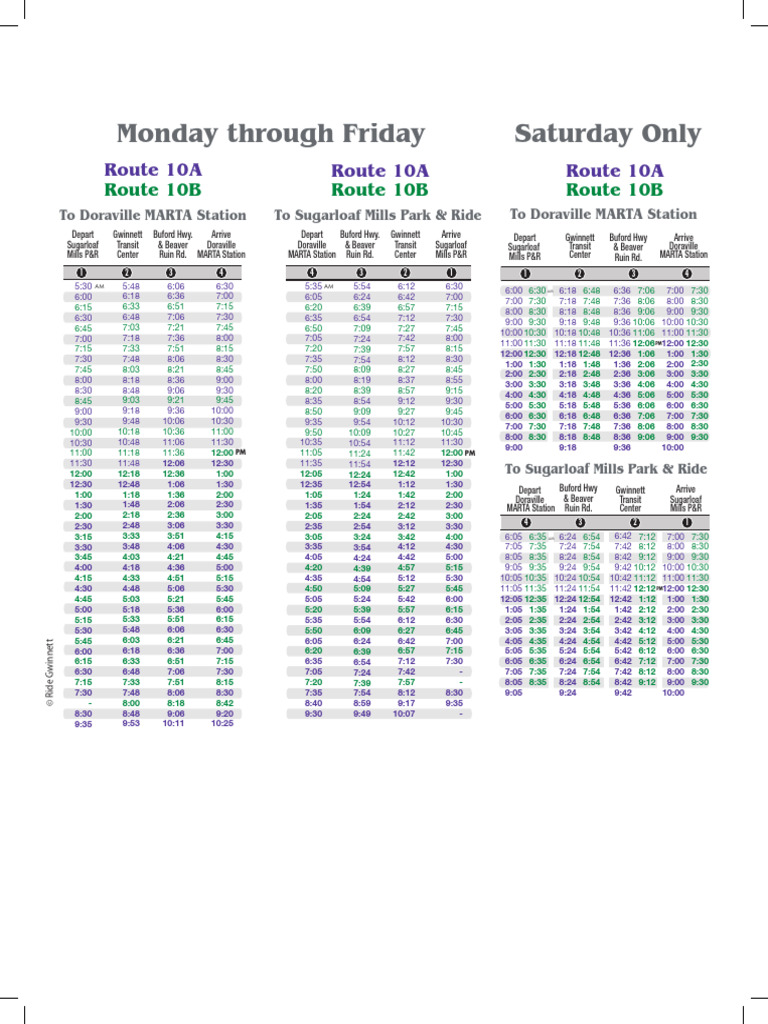 Gwinnett County GA - Bus Schedule Route 10 | PDF | Passenger Rail ...
