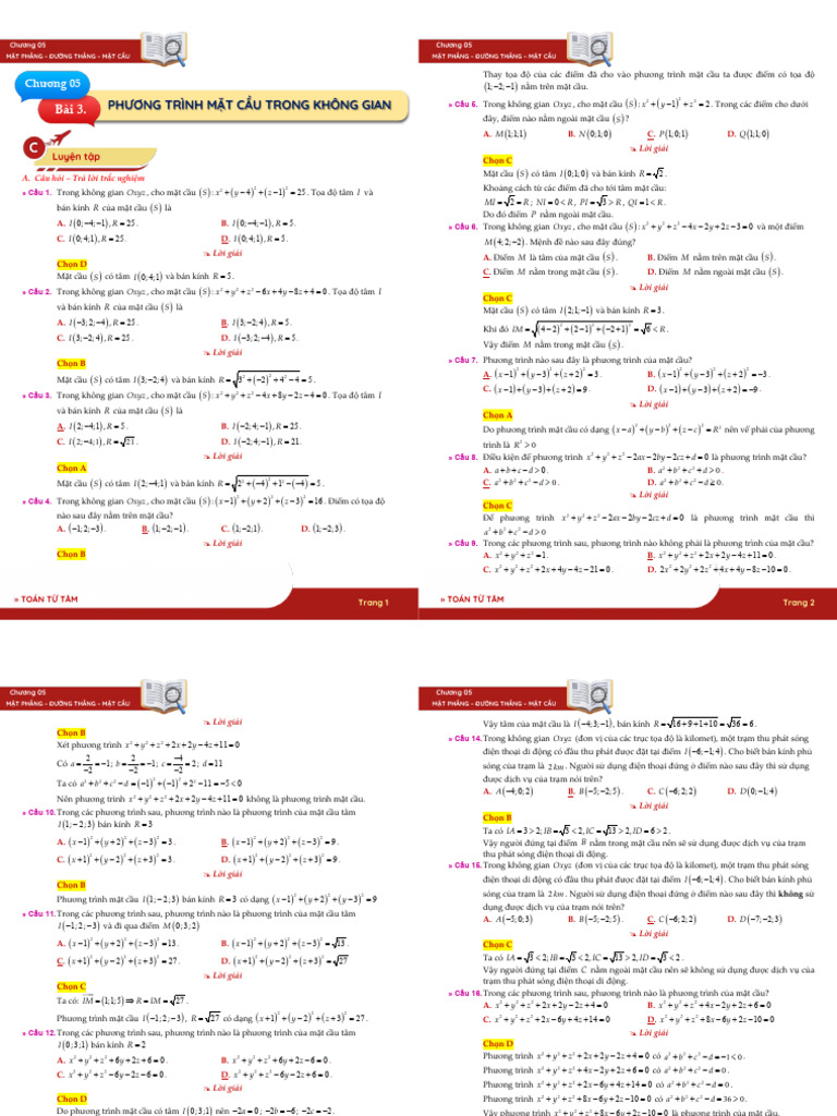 Chuyen de Mat Cau Toan 12 | PDF