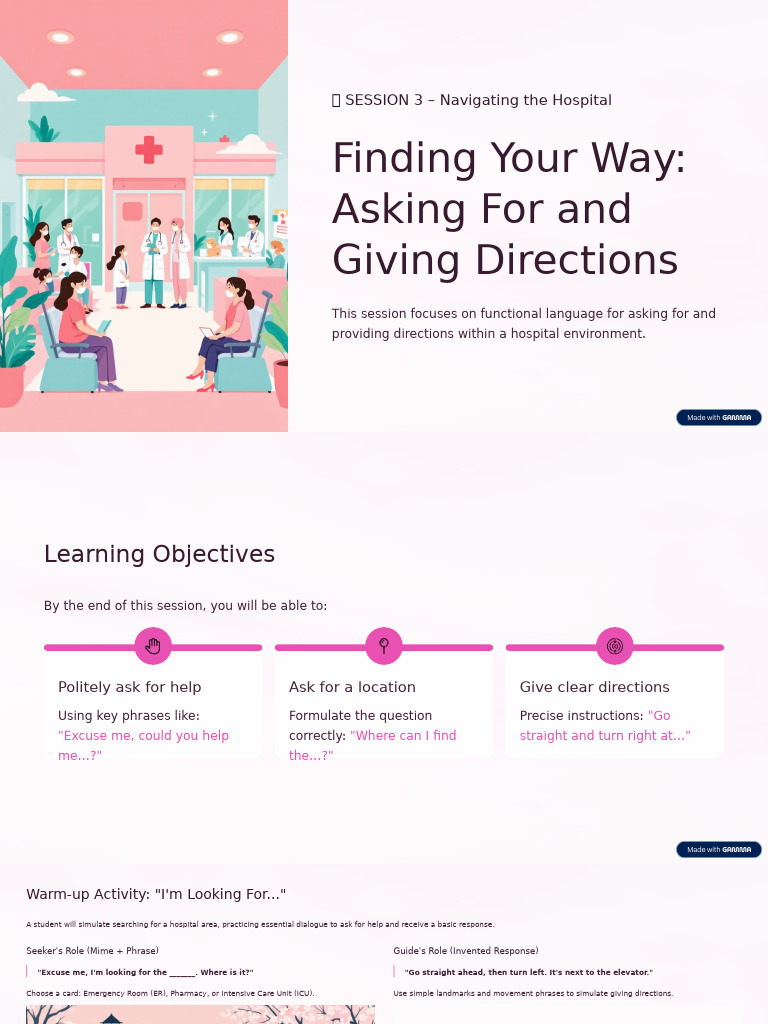 Hospital Direction Language Guide | PDF | Emergency Department | Medicine