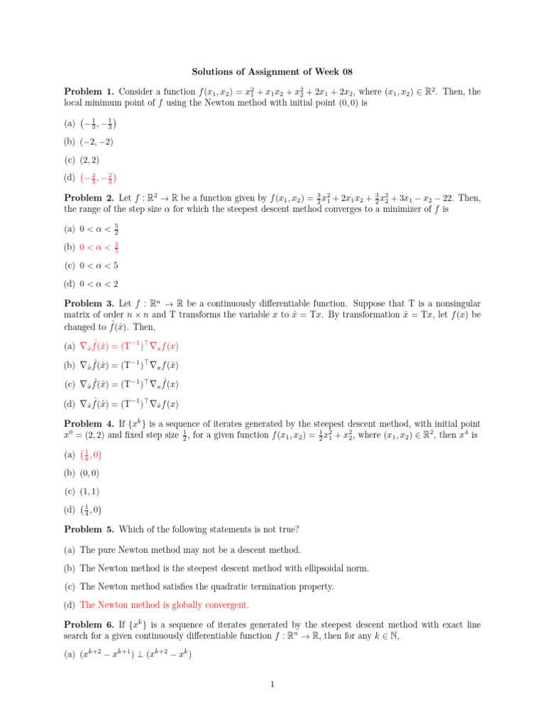 Week 08 Assignment Solutions in Optimization | PDF | Computer ...