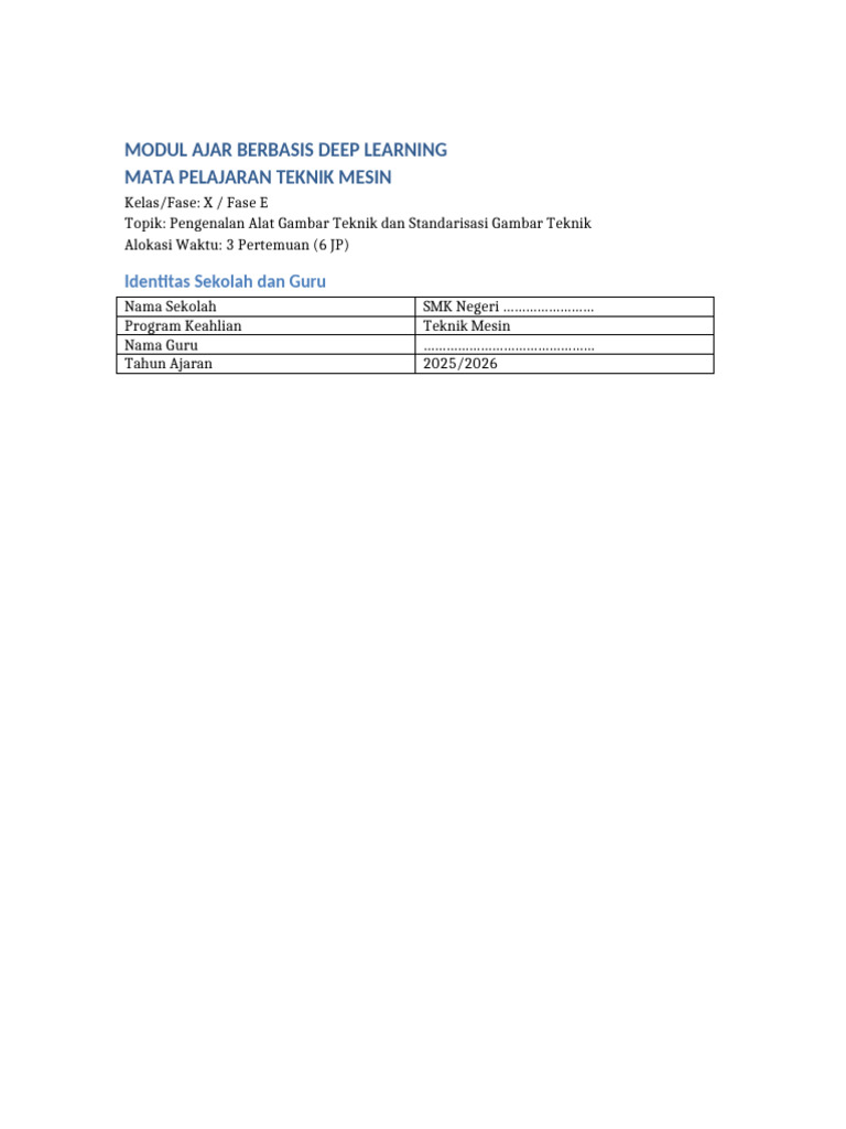Modul Ajar Deep Learning Teknik Mesin | PDF