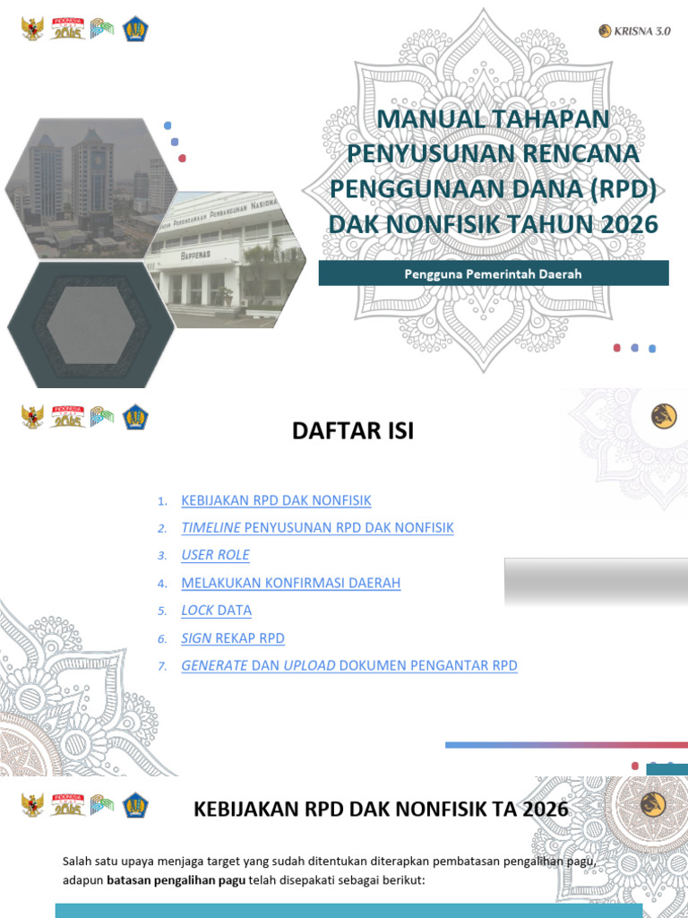 Manual Penyusunan RPD DAK Nonfisik 2026 - User Pemerintah Daerah | PDF