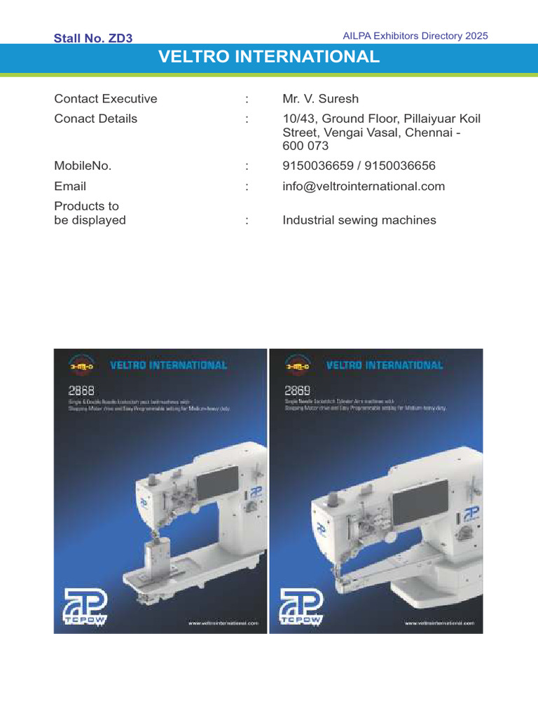 Veltro International: AILPA 2025 Exhibitor | PDF