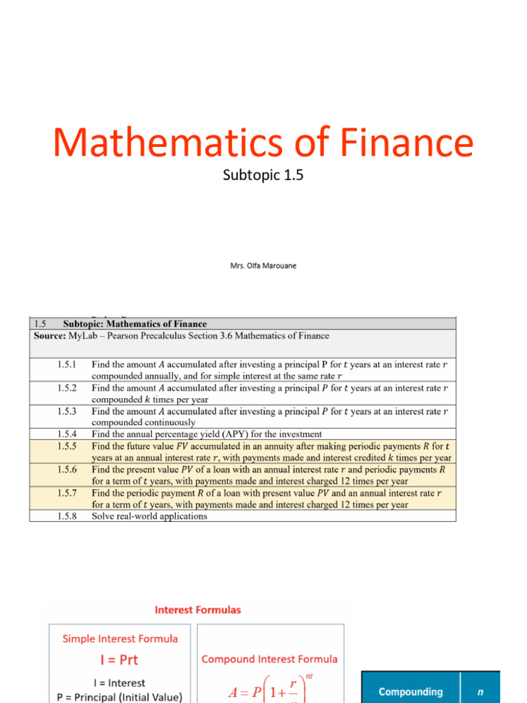G11ASP ST1.5 Mathematics of Finance | PDF