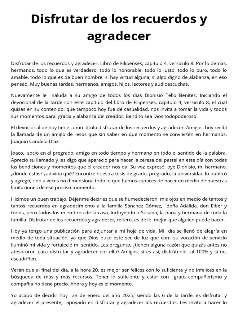 Disfrutar y Agradecer | PDF