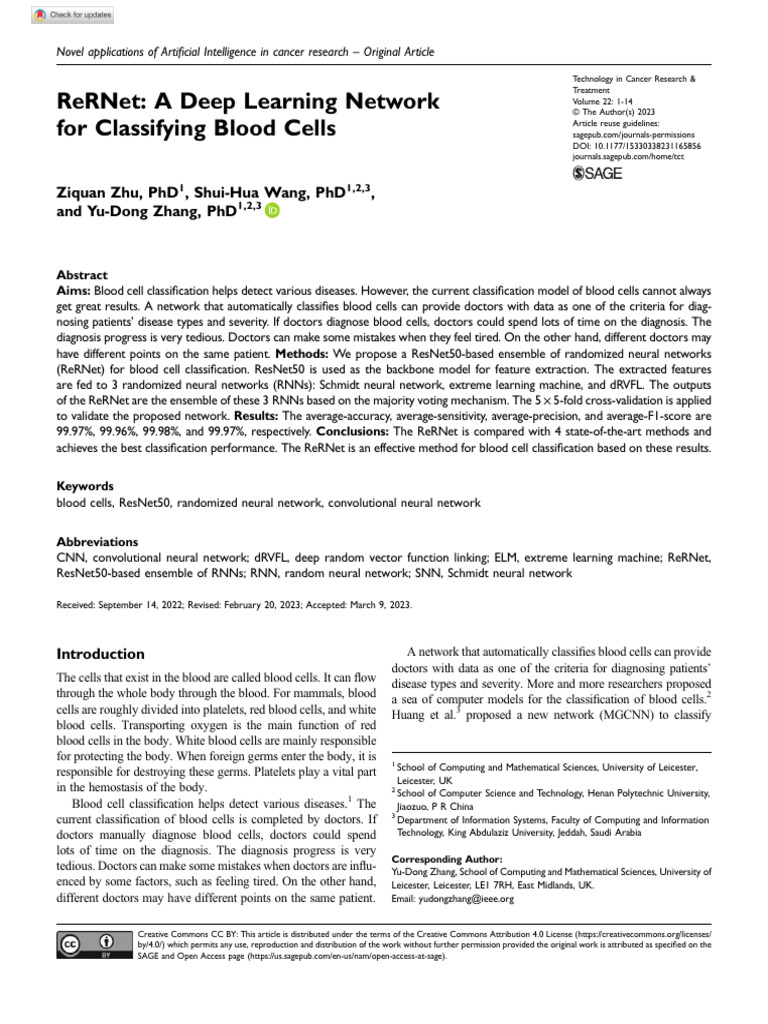 Zhu Et Al 2023 Rernet A Deep Learning Network For Classifying Blood ...