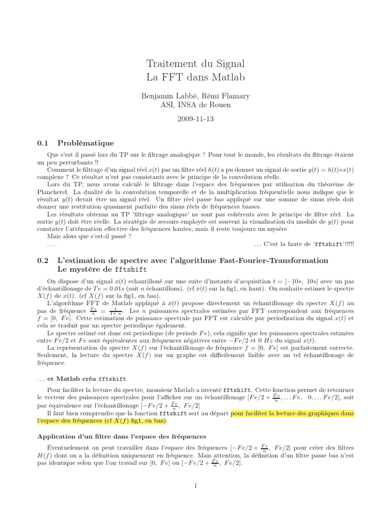Mystère de fftshift en traitement du signal | PDF | Filtre ...