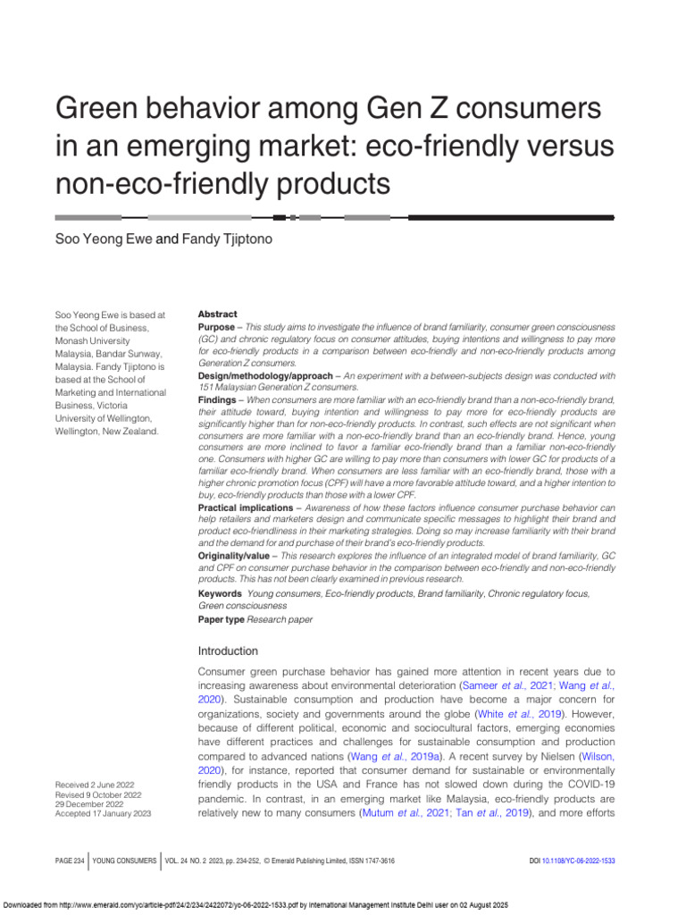 11 - Green Behavior Among Gen Z Consumers in An Emerging Market | PDF ...