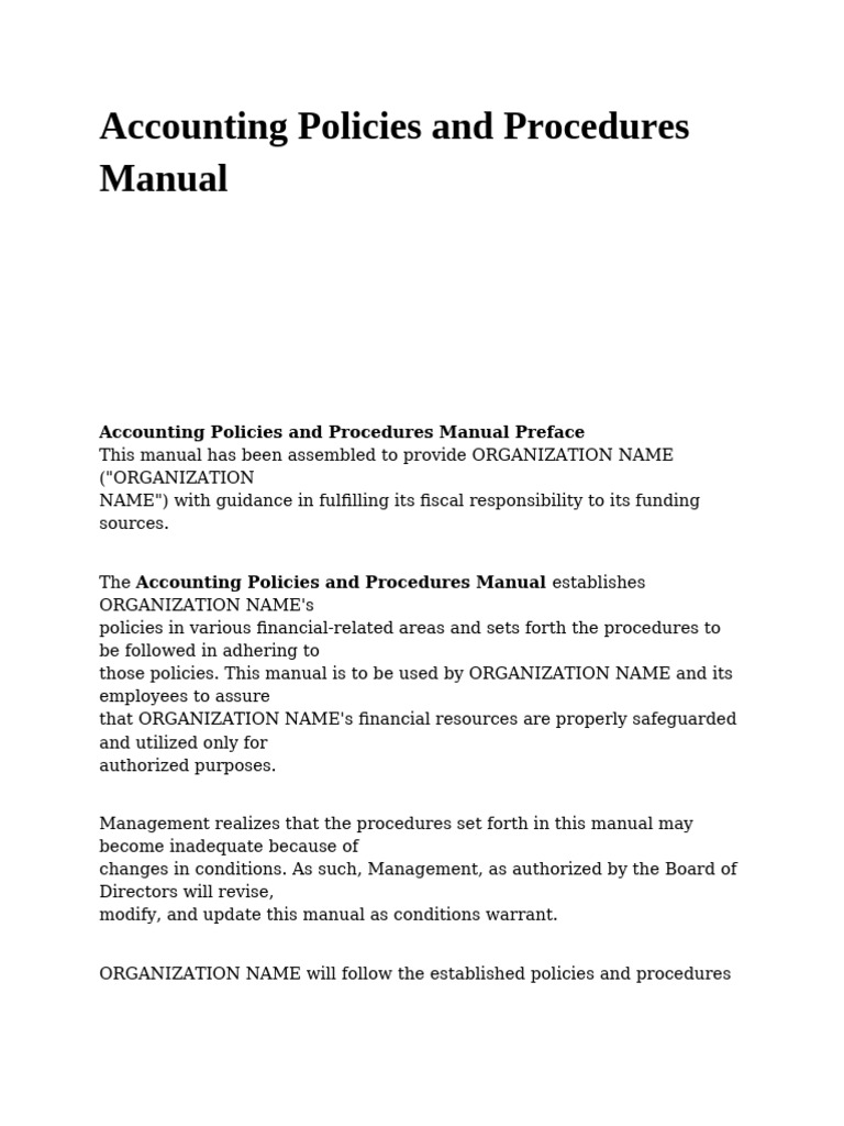 Accounting Policies Manual Overview | PDF | Fund Accounting | Audit