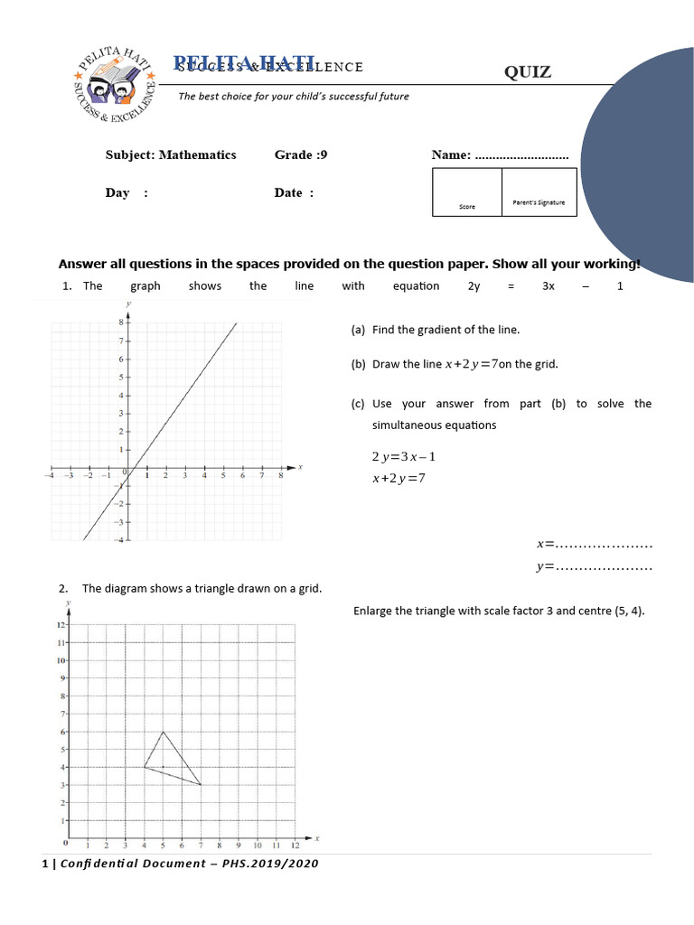 Math Qauiz Grade 9 | PDF | Mathematical Objects | Mathematics