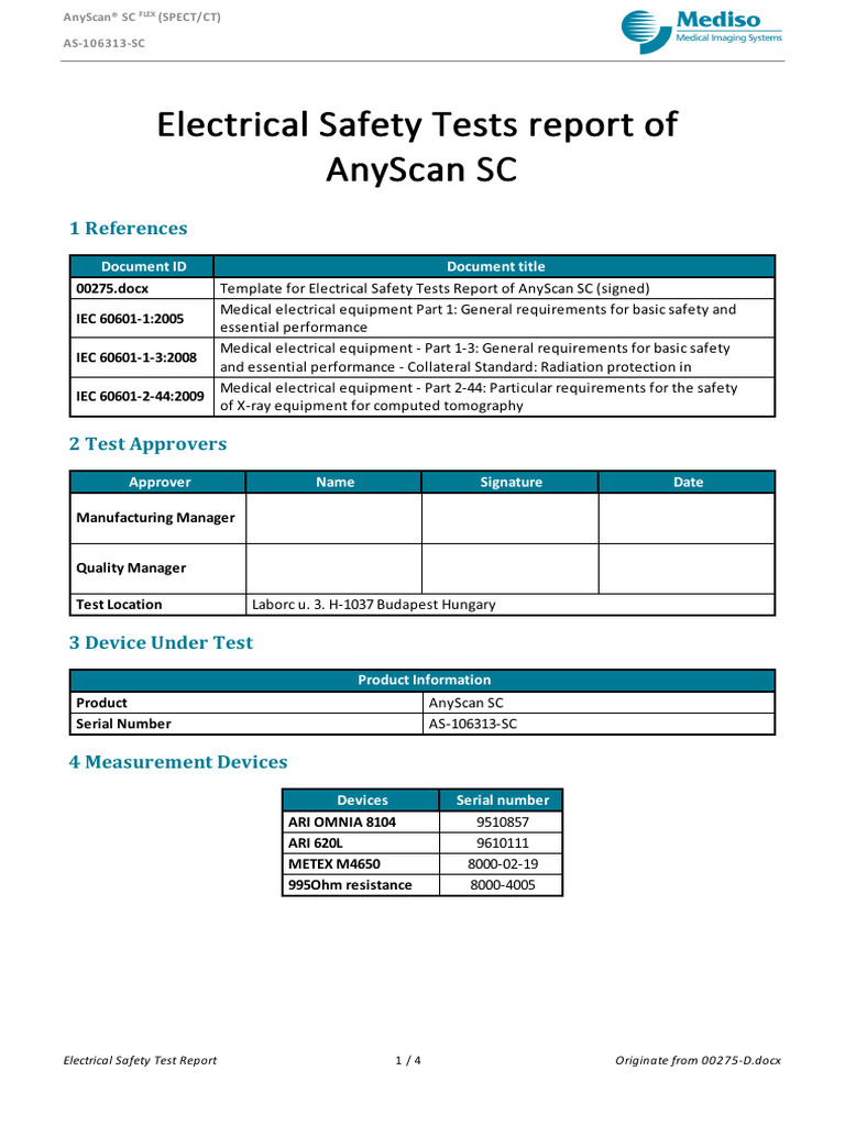 AnyScan SC Electrical Safety Report | PDF | Electrical Engineering ...