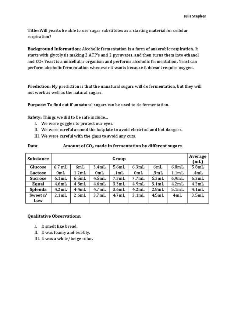 Fermentation Lab Report PDF Fermentation Yeast