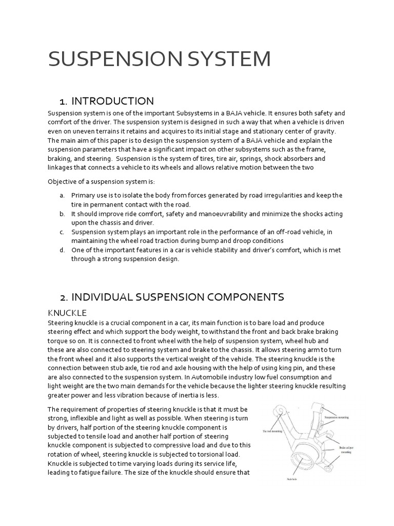 BAJA Vehicle Suspension System Design | PDF | Motor Vehicle ...