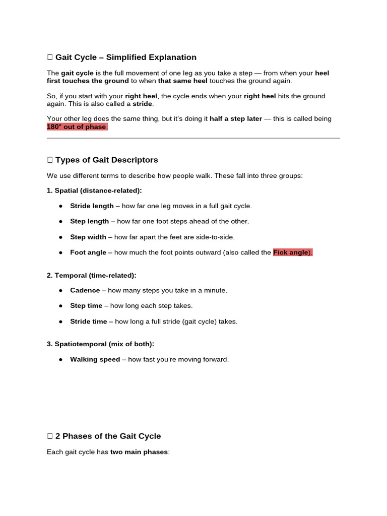 Understanding the Gait Cycle Phases | PDF | Anatomical Terms Of Motion ...
