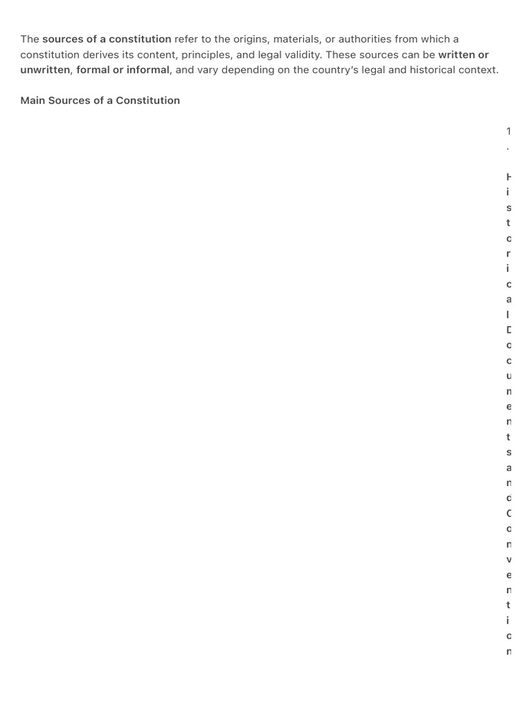 The Sources of A Constitution Refer To The Origins, Materials, or | PDF ...