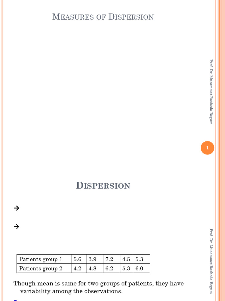 Lecture 3 Measures of Dispersion 22 23 DVM | PDF | Standard Error ...
