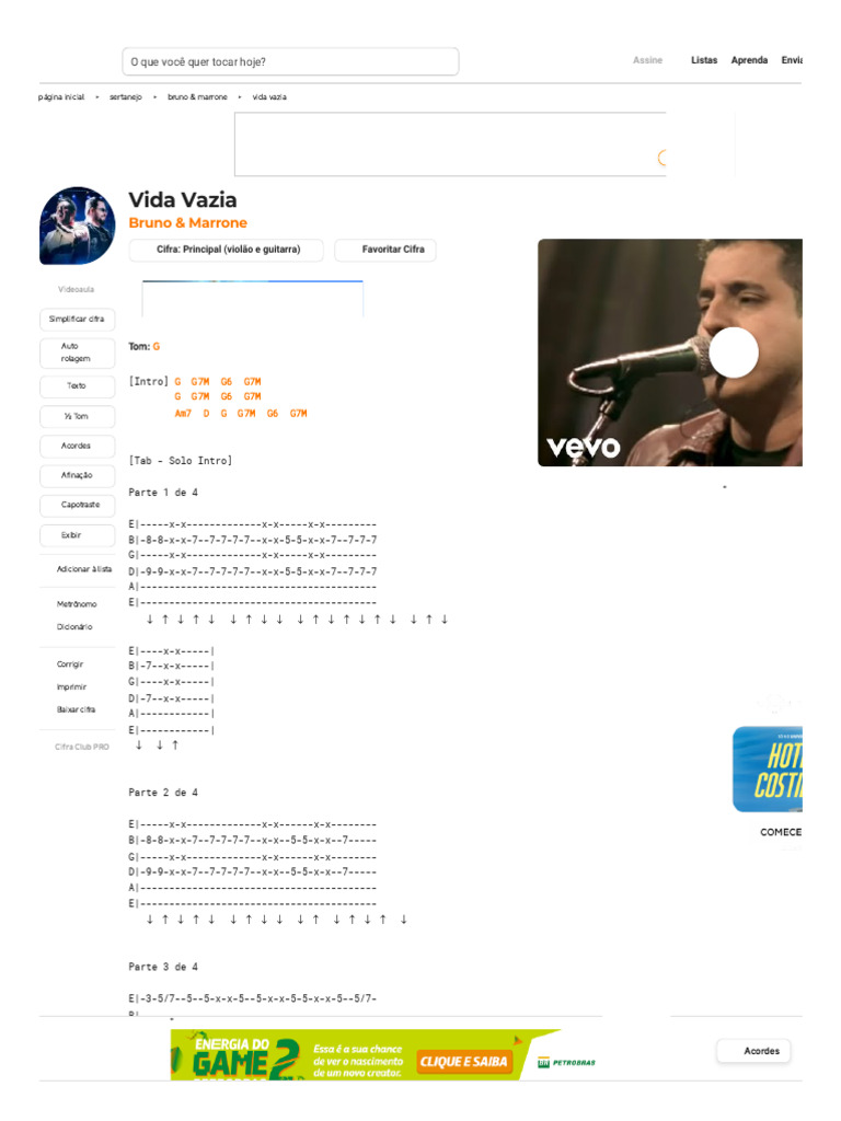 Vida Vazia - Bruno & Marrone - Cifra Club | PDF