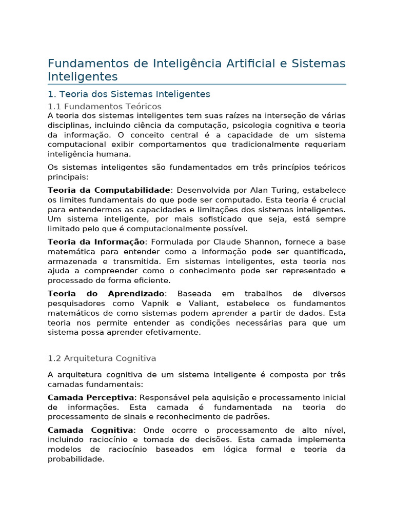 Fundamentos da Inteligência Artificial | PDF | Inteligência artificial ...