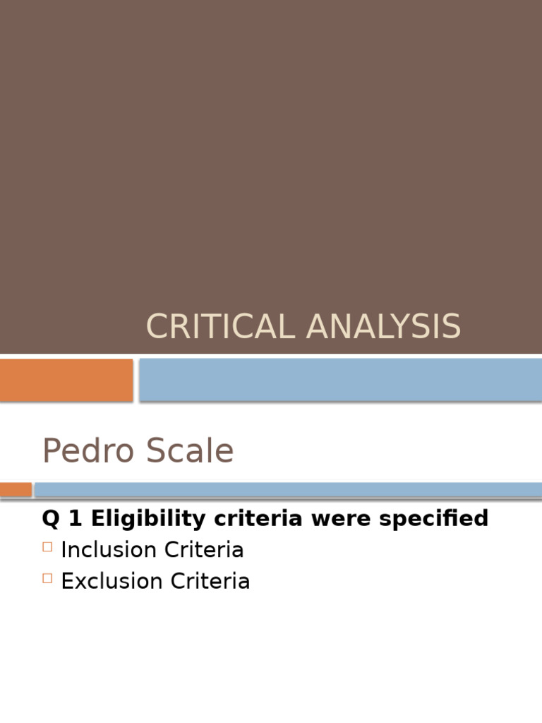 Pedro Scale Critical Analysis Summary | PDF | Research Methods ...