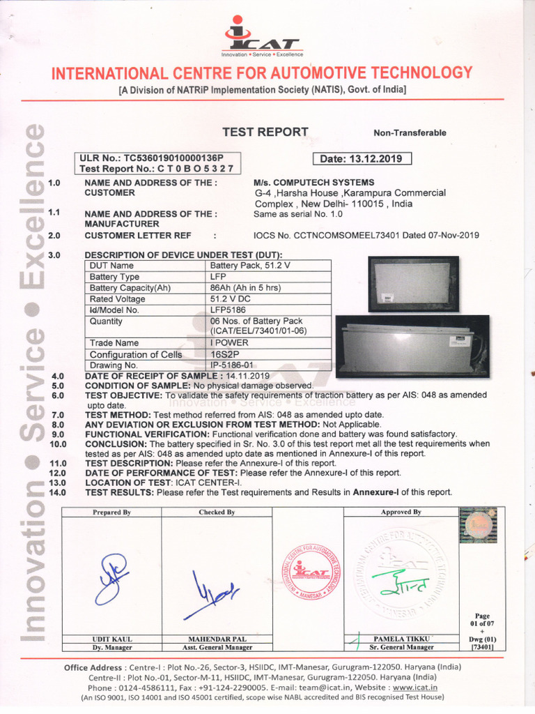 Icat Test Report 51.2V86 Ah (13.12.202019 | PDF