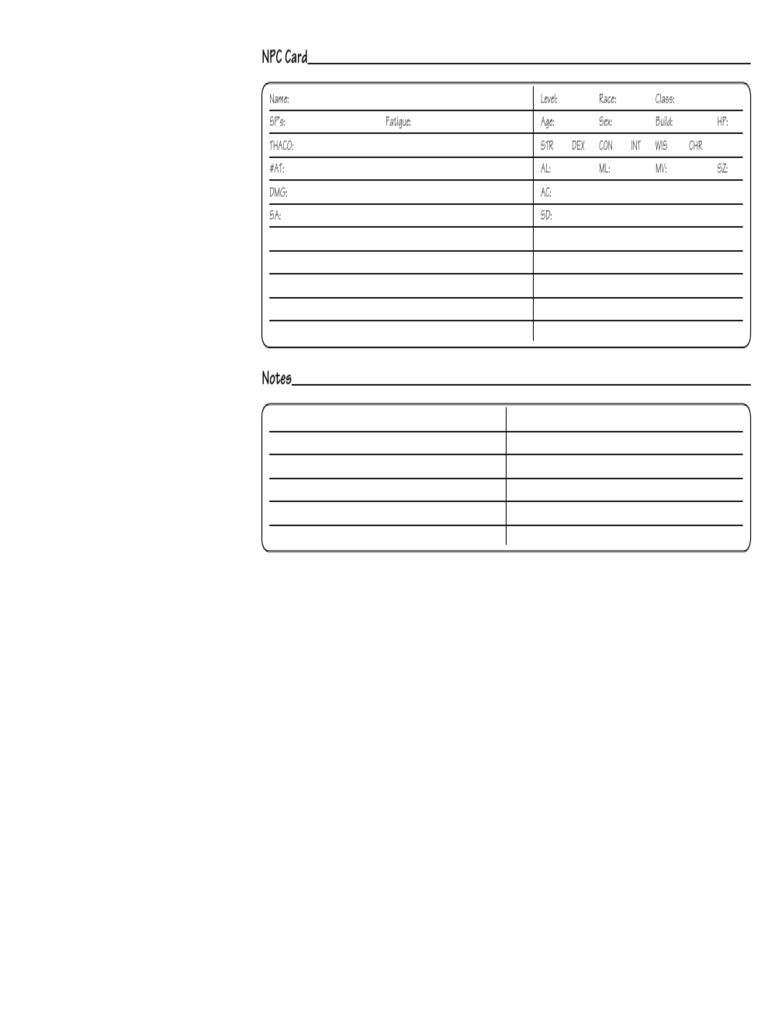 NPC Card | PDF