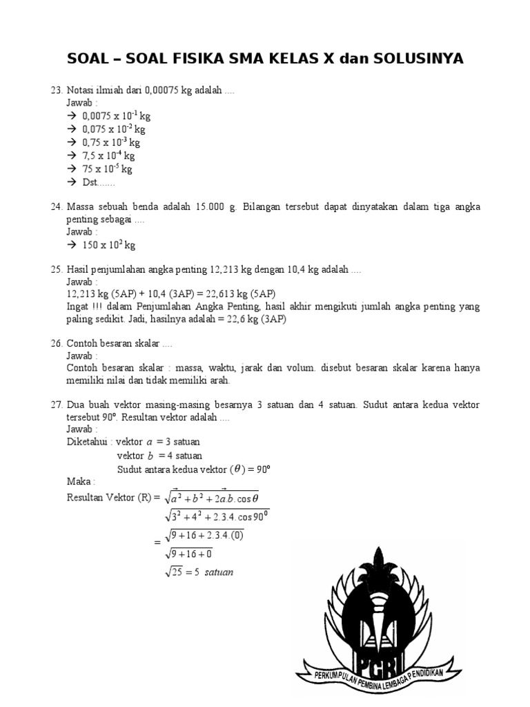 Contoh Soal Angka Penting Fisika Kelas 10