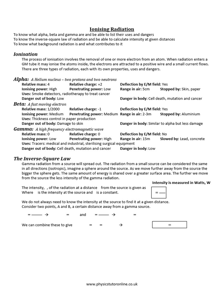 Understanding Ionising Radiation Types | PDF | Ionizing Radiation ...