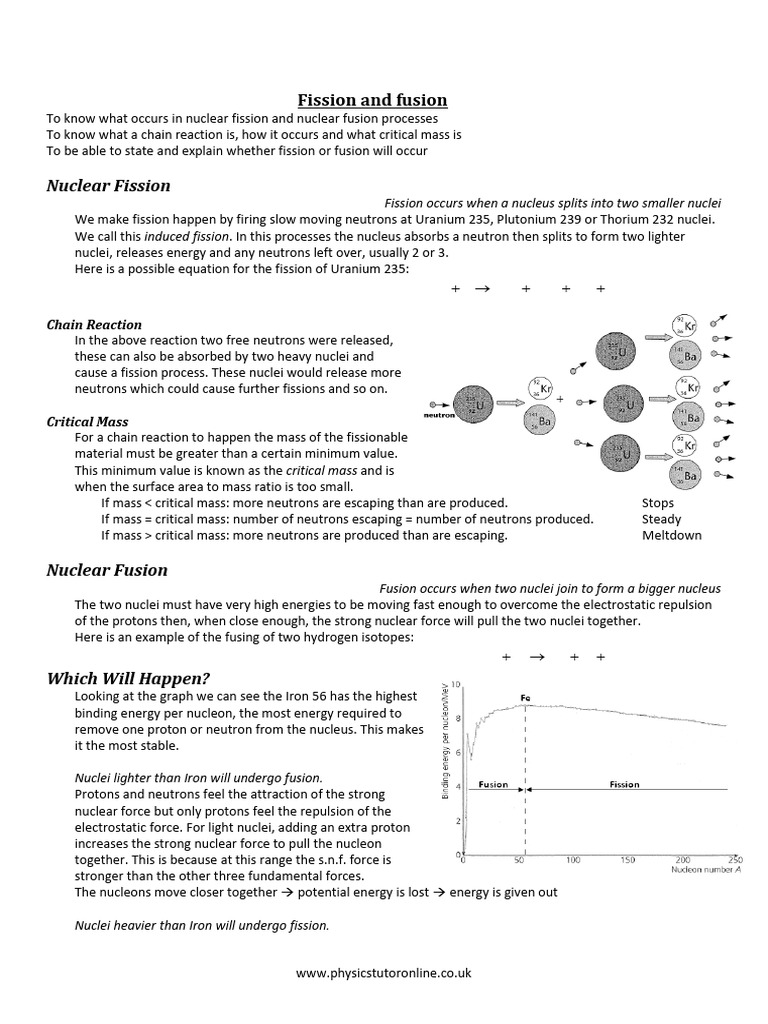 Nuclear Fission and Fusion Explained | PDF | Nuclear Fission | Atomic ...