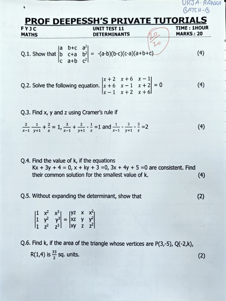 Fyjc 25-26 Unit Test 11 Solution | PDF