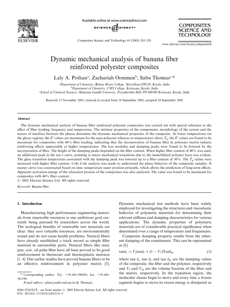 Dynamic Analysis of Banana Fiber Composites | PDF | Composite Material ...