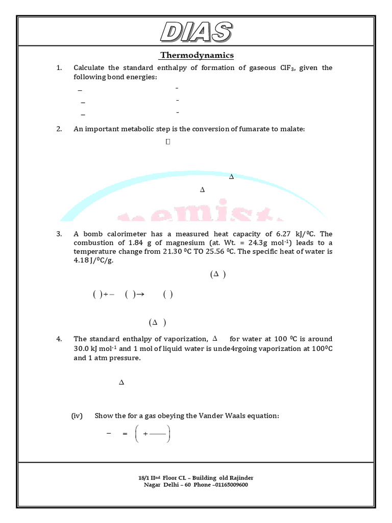 Thermodynamics Problems and Calculations | PDF | Entropy | Gases