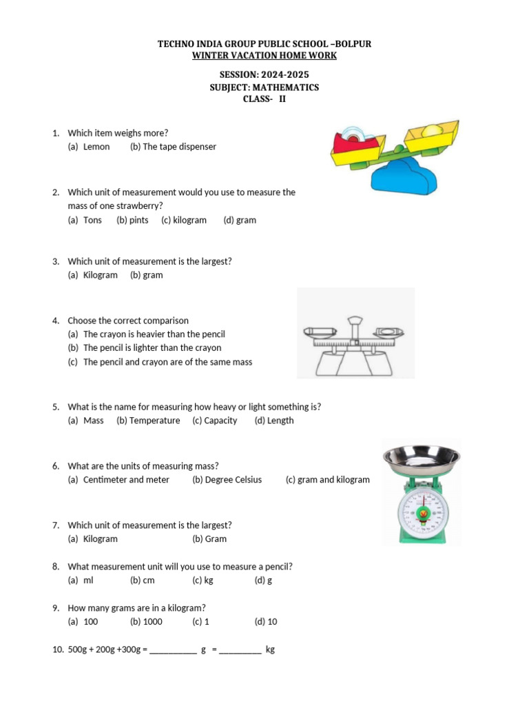 Class 2 Maths - HHW | PDF