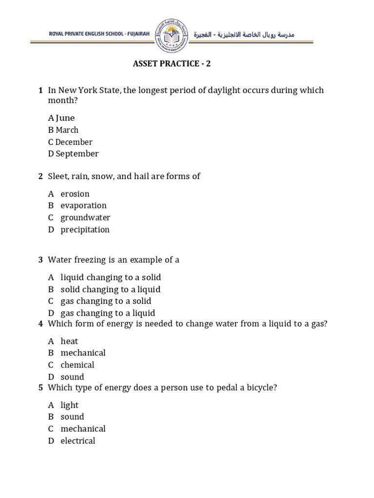 Science Quiz: Energy and Nature Concepts | PDF | Rain | Foods