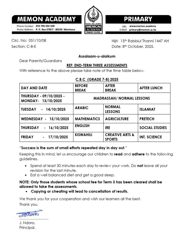 051 - End Term 3 Assessments Grade 7 - 8 | PDF