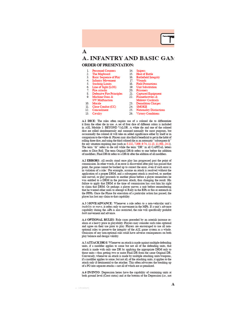 ASL Rulebook -- Pages 1 5 Half | PDF | Dice | Military Science