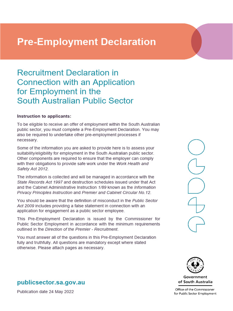 South Australian Public Sector Declaration | PDF | Conflict Of Interest ...