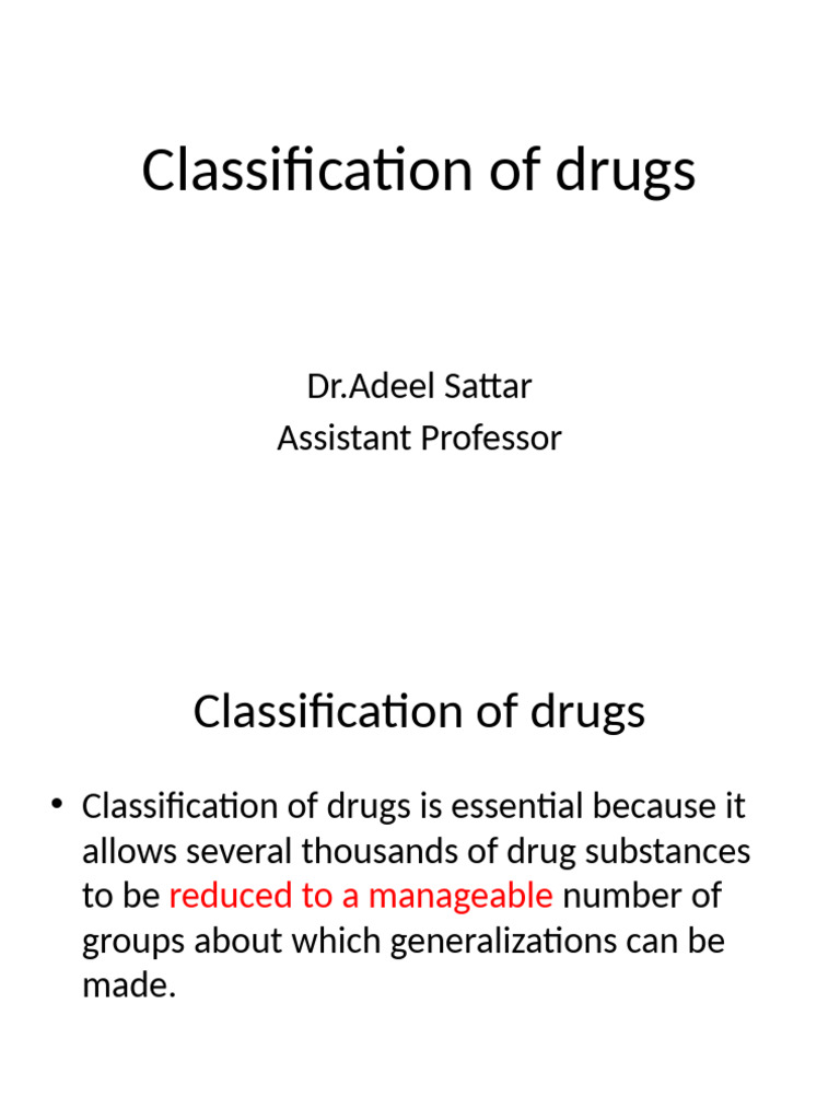 Drug Classification Overview and Types | PDF | Drugs | Pharmacology