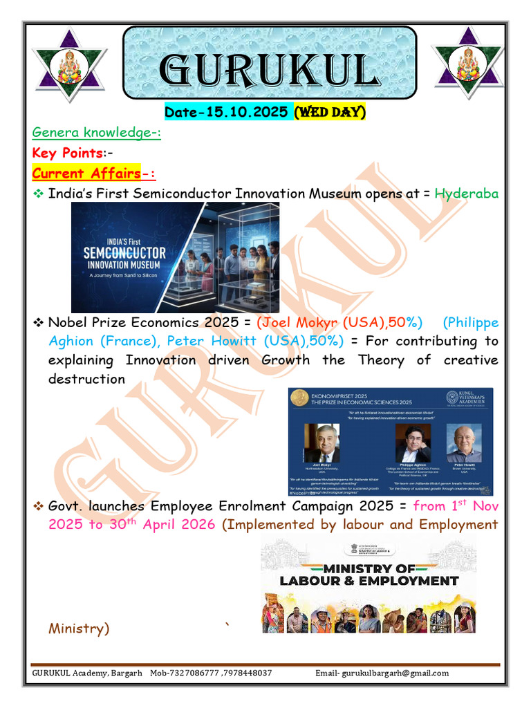 Current Affairs and General Knowledge 2025 | PDF