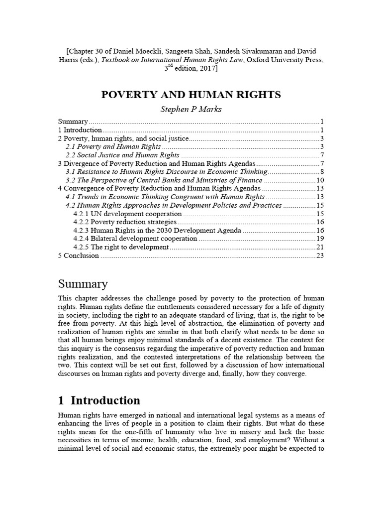 Poverty and Human Rights Analysis | PDF | Poverty | Poverty & Homelessness