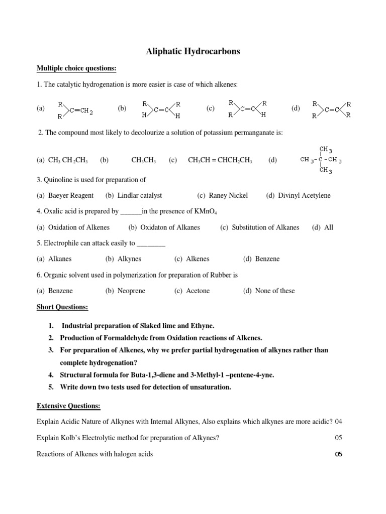 Aliphatic Hydrocarbons | PDF