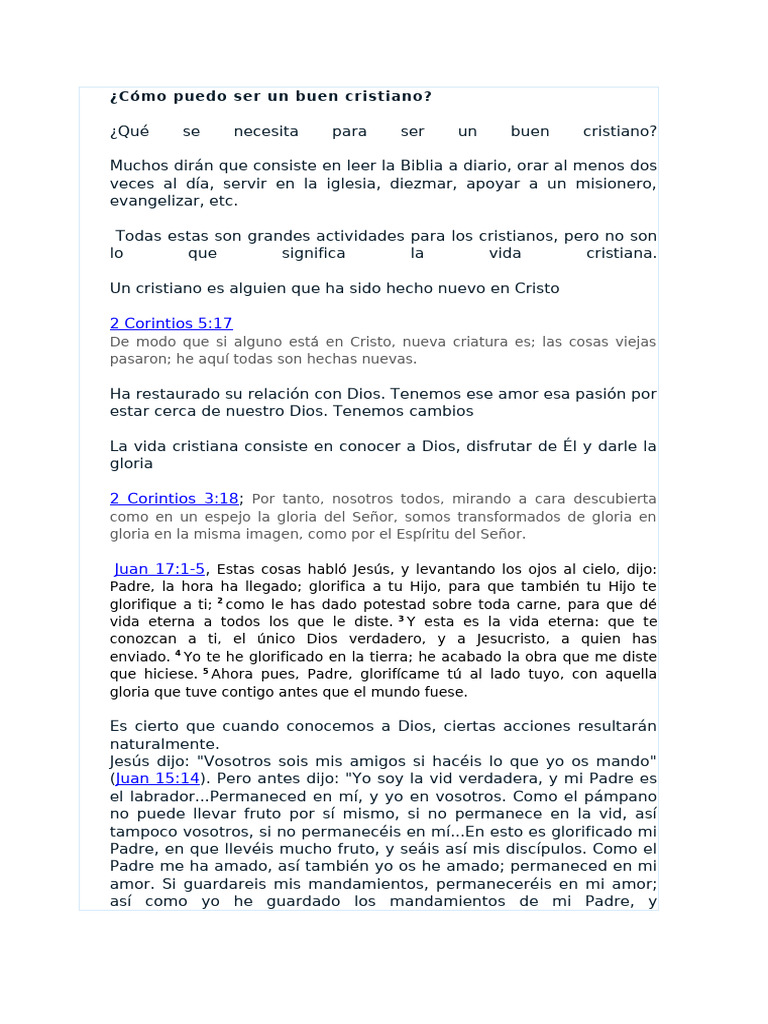 Cómo Puedo Ser Un Buen Cristiano | PDF | Vida eterna (cristianismo ...