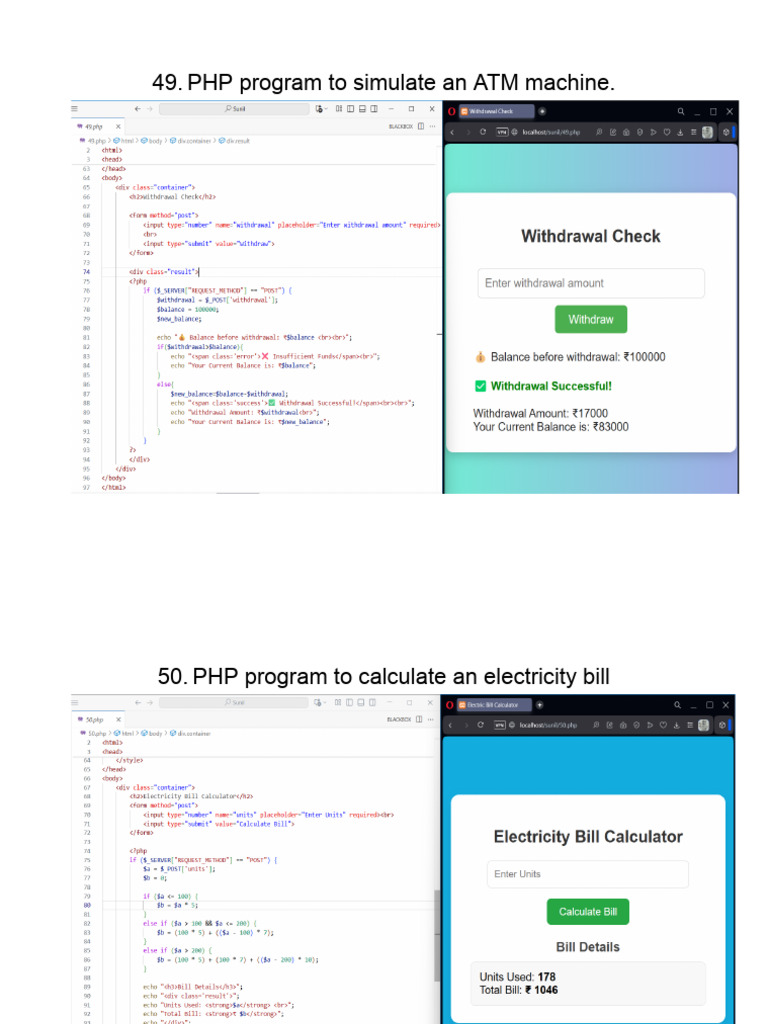 PHP Programs for Various Applications | PDF
