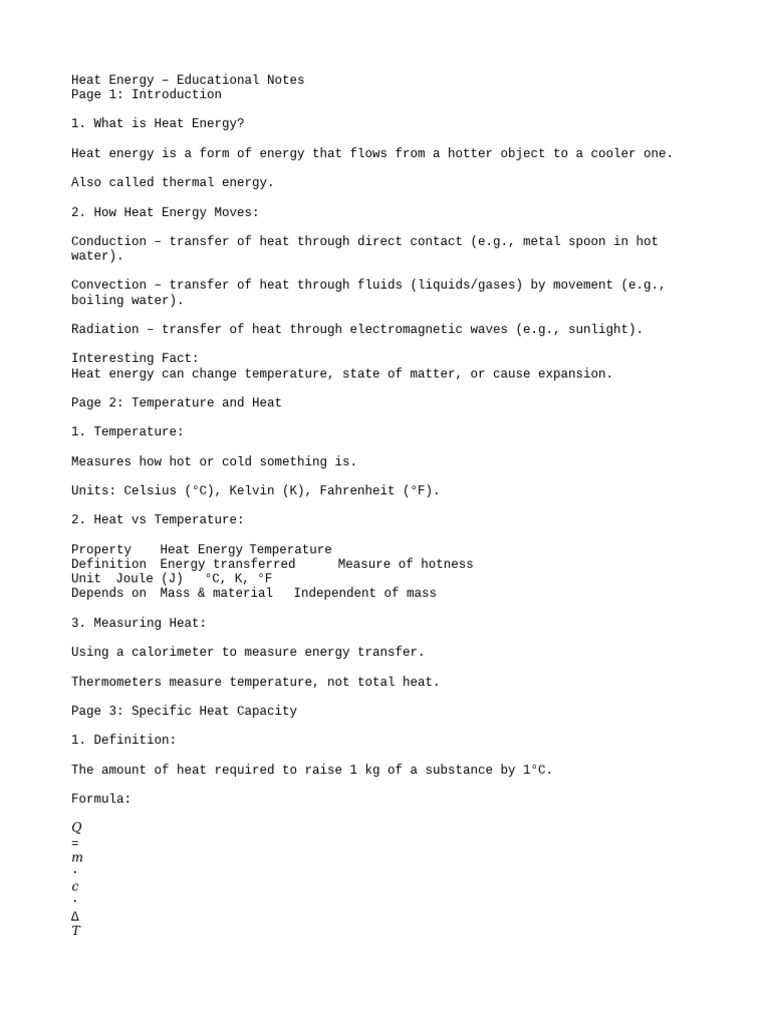 Understanding Heat Energy Basics | PDF