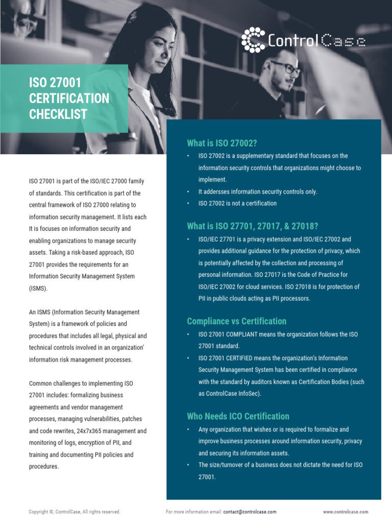 ISO 27001 Certification Checklist Guide | PDF | Information Security ...
