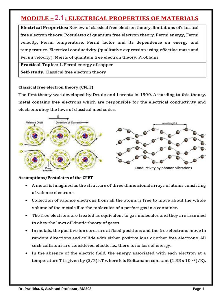 Fermi Energy in Copper and Electron Theory | PDF | Electrical ...